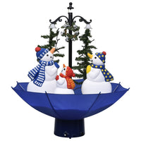 Albero di Natale con Nevicata e Base ad Ombrello Blu 75 cm PVC 289929