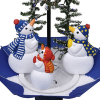 Albero di Natale con Nevicata e Base ad Ombrello Blu 75 cm PVC