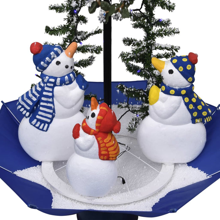 Albero di Natale con Nevicata e Base ad Ombrello Blu 75 cm PVC