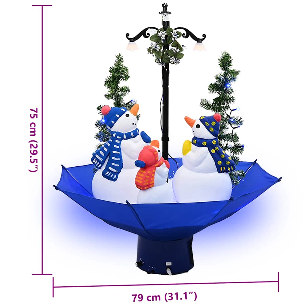 Albero di Natale con Nevicata e Base ad Ombrello Blu 75 cm PVC 289929