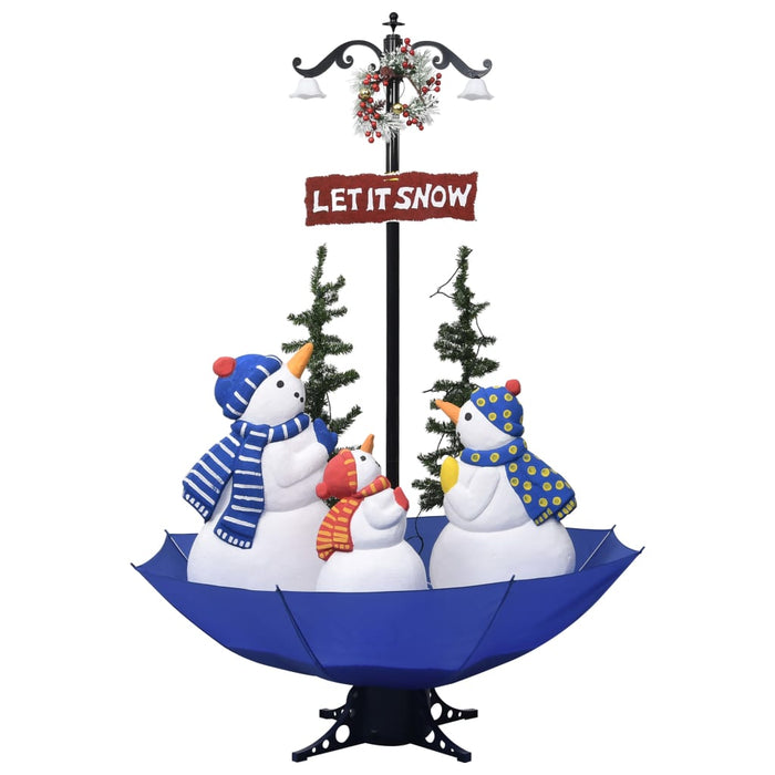 Albero di Natale con Nevicata e Base ad Ombrello Blu 170 cm PVC 289930
