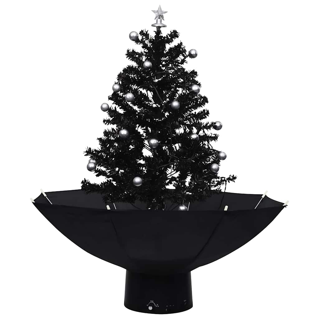 Albero di Natale con Nevicata e Base ad Ombrello Nero 75 cm PVC 289931