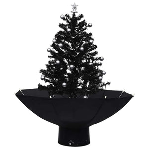 Albero di Natale con Nevicata e Base ad Ombrello Nero 75 cm PVC 289931