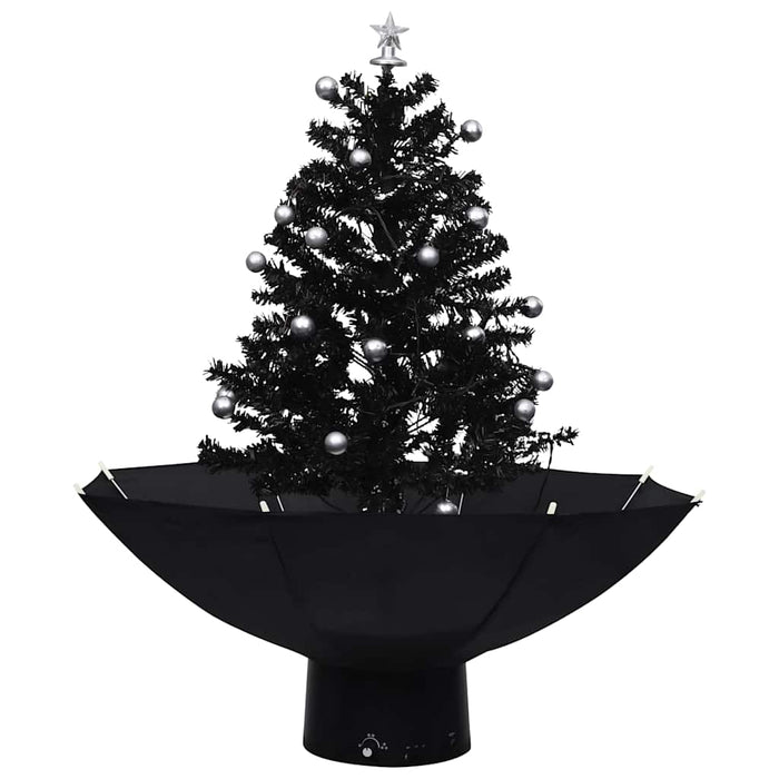 Albero di Natale con Nevicata e Base ad Ombrello Nero 75 cm PVC 289931