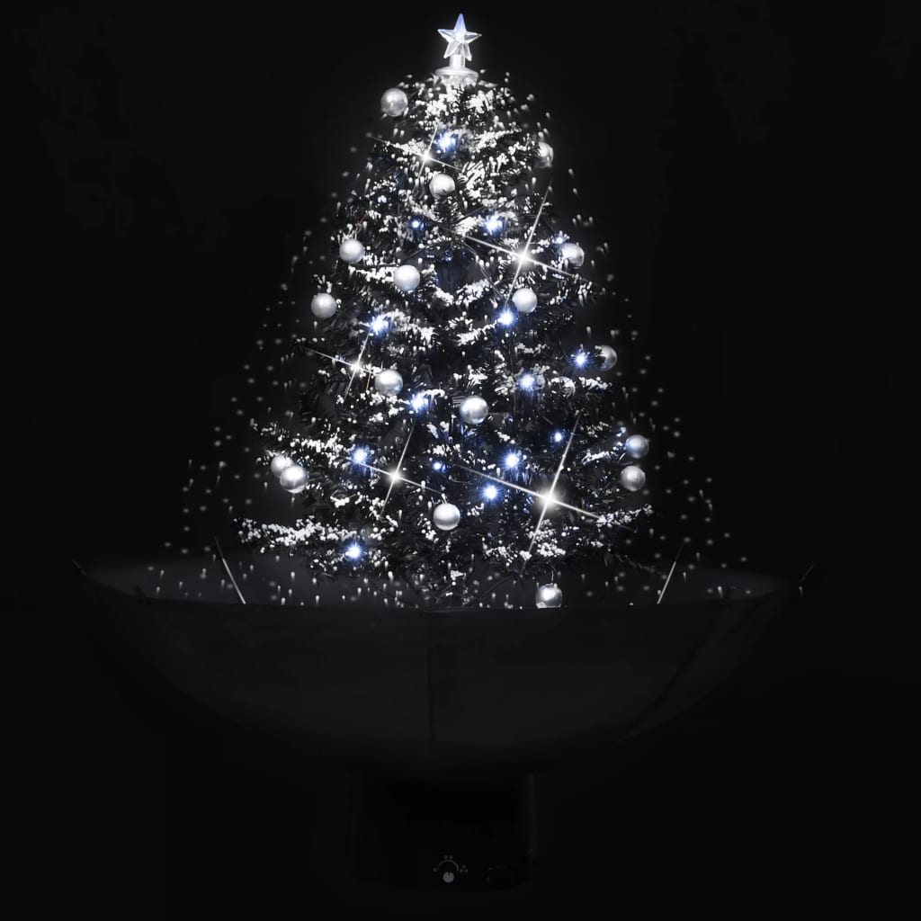 Albero di Natale con Nevicata e Base ad Ombrello Nero 75 cm PVC 289931