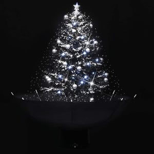 Albero di Natale con Nevicata e Base ad Ombrello Nero 75 cm PVC