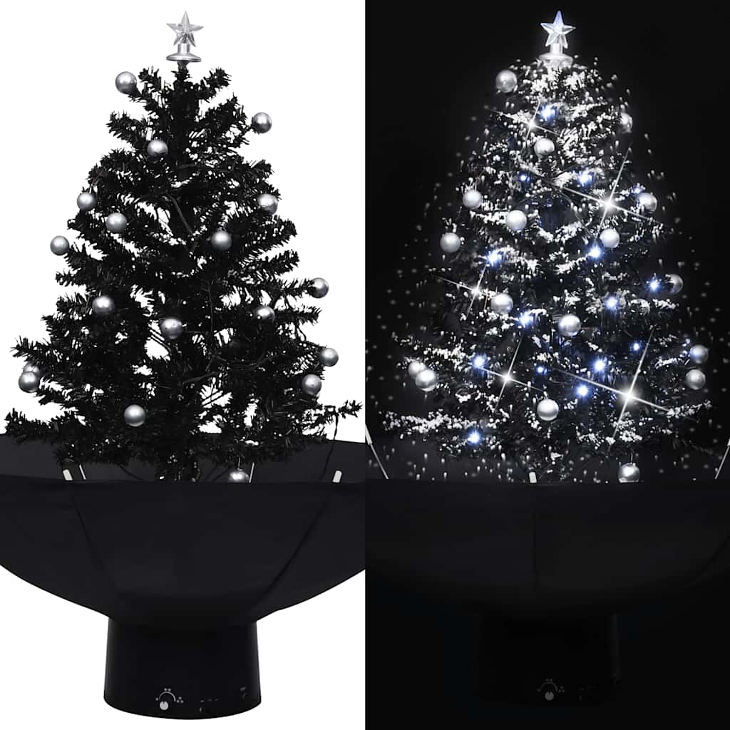 Albero di Natale con Nevicata e Base ad Ombrello Nero 75 cm PVC 289931