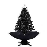 Albero di Natale con Nevicata e Base ad Ombrello Nero 140cm PVC 289932