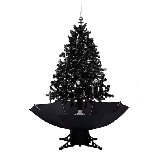 Albero di Natale con Nevicata e Base ad Ombrello Nero 140cm PVC 289932
