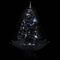 Albero di Natale con Nevicata e Base ad Ombrello Nero 140cm PVC 289932