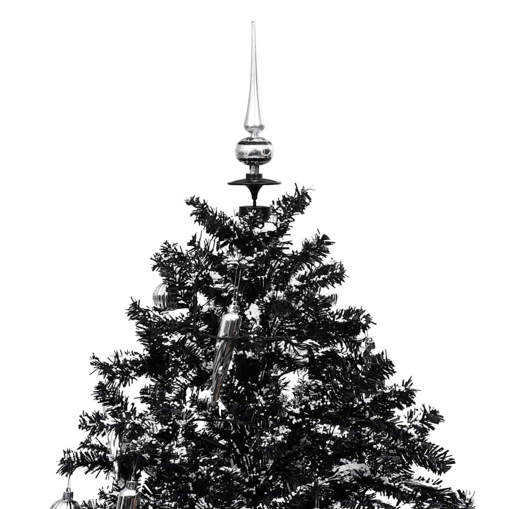 Albero di Natale con Nevicata e Base ad Ombrello Nero 140cm PVC