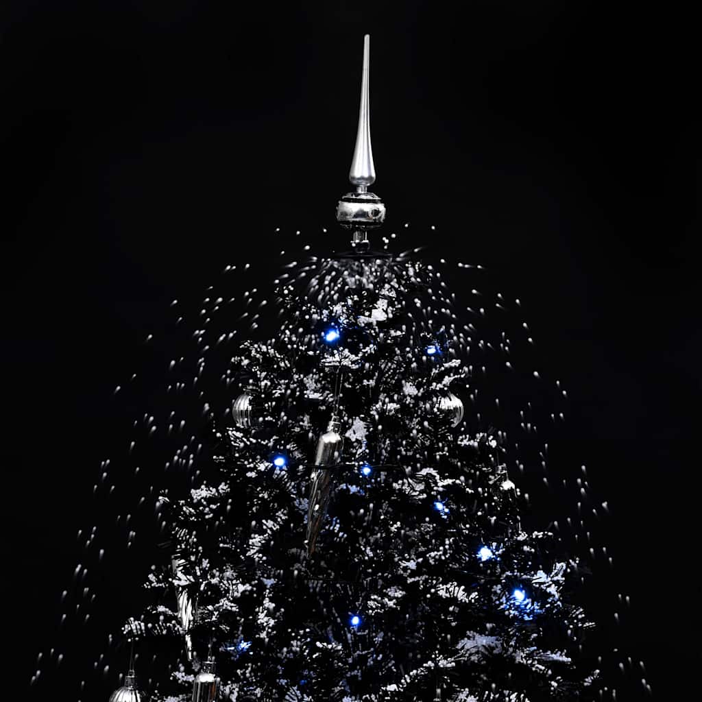 Albero di Natale con Nevicata e Base ad Ombrello Nero 140cm PVC