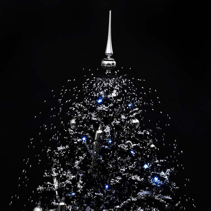 Albero di Natale con Nevicata e Base ad Ombrello Nero 140cm PVC