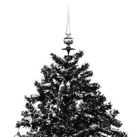 Albero di Natale con Nevicata e Base ad Ombrello Nero 170cm PVC