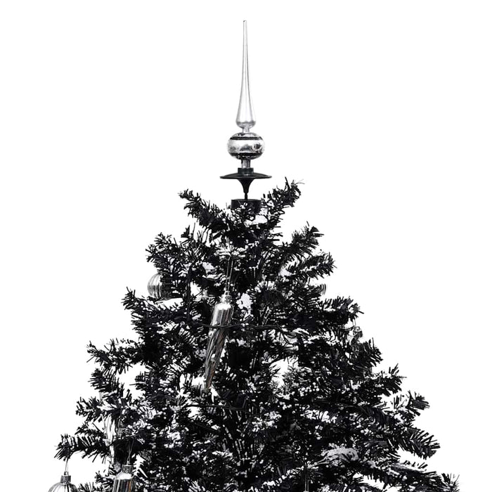 Albero di Natale con Nevicata e Base ad Ombrello Nero 170cm PVC