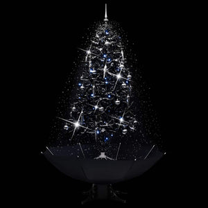 Albero di Natale con Nevicata e Base ad Ombrello Nero 190cm PVC 289934