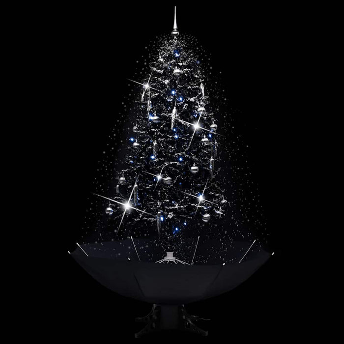 Albero di Natale con Nevicata e Base ad Ombrello Nero 190cm PVC