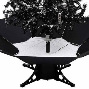 Albero di Natale con Nevicata e Base ad Ombrello Nero 190cm PVC 289934