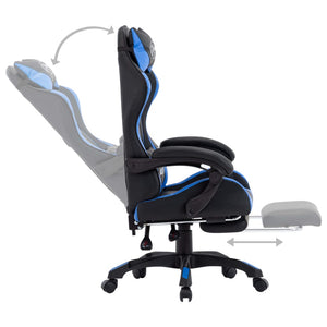 Sedia da Gaming con Poggiapiedi Blu e Nera in Similpelle 287986
