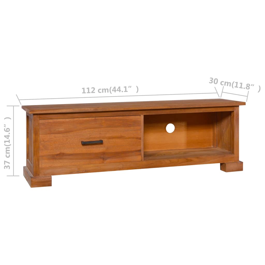 Mobile Porta TV 112x30x37 cm in Legno Massello di Teak 289083