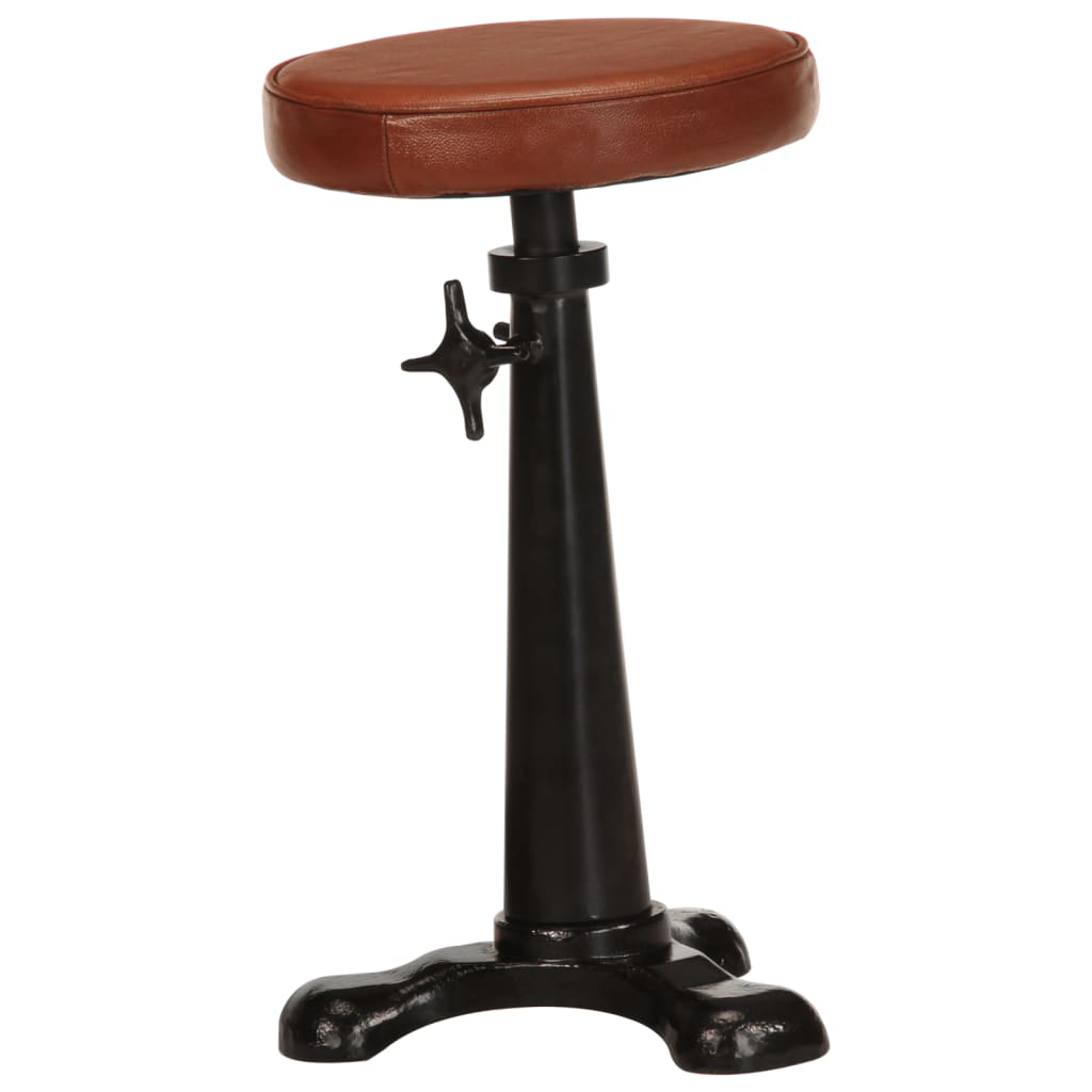 Sgabelli da Bar 2 pz Marroni in Vera Pelle e Ghisa cod mxl 77672