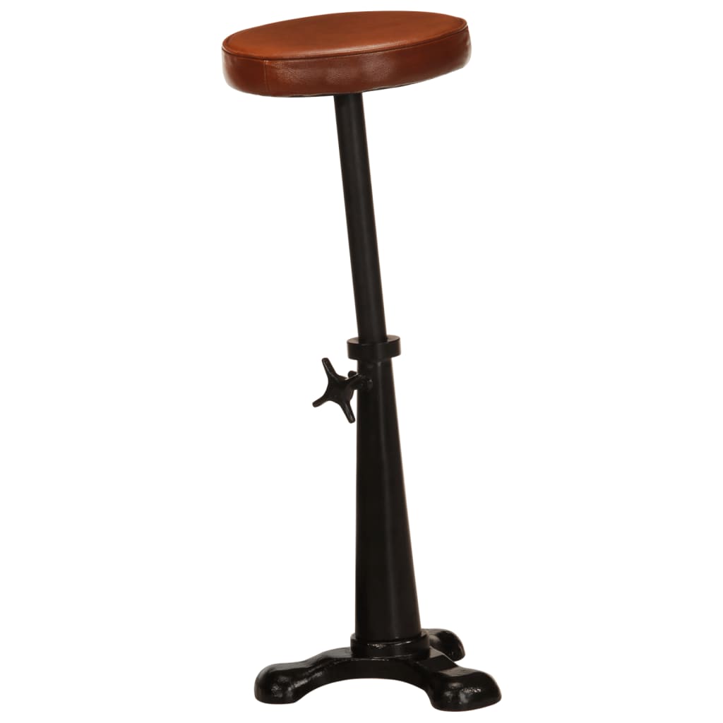 Sgabelli da Bar 2 pz Marroni in Vera Pelle e Ghisa cod mxl 77672