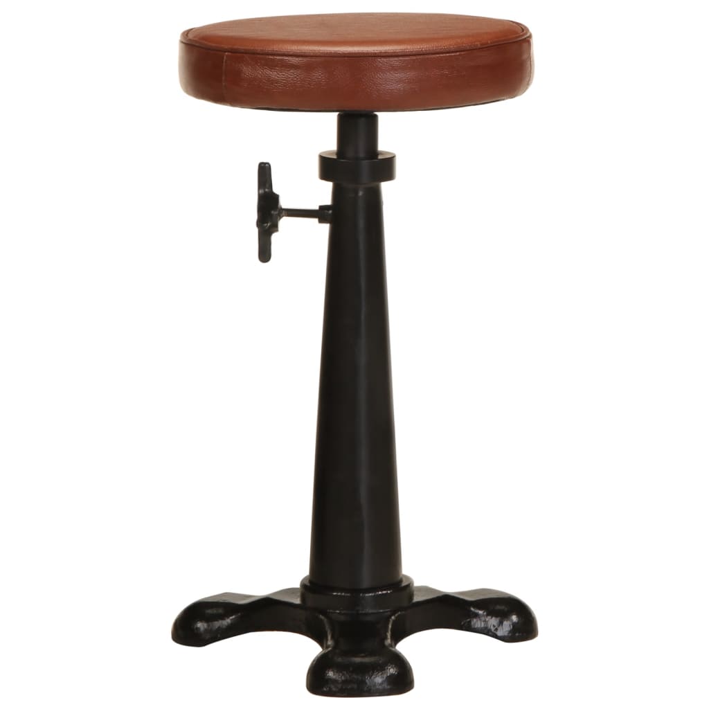 Sgabelli da Bar 2 pz Marroni in Vera Pelle e Ghisa cod mxl 77672