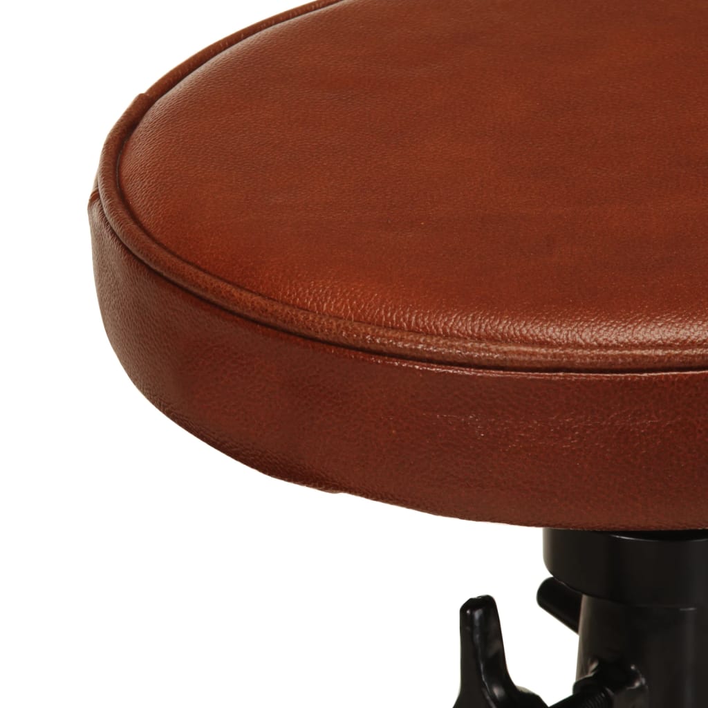 Sgabelli da Bar 2 pz Marroni in Vera Pelle e Ghisa cod mxl 77672