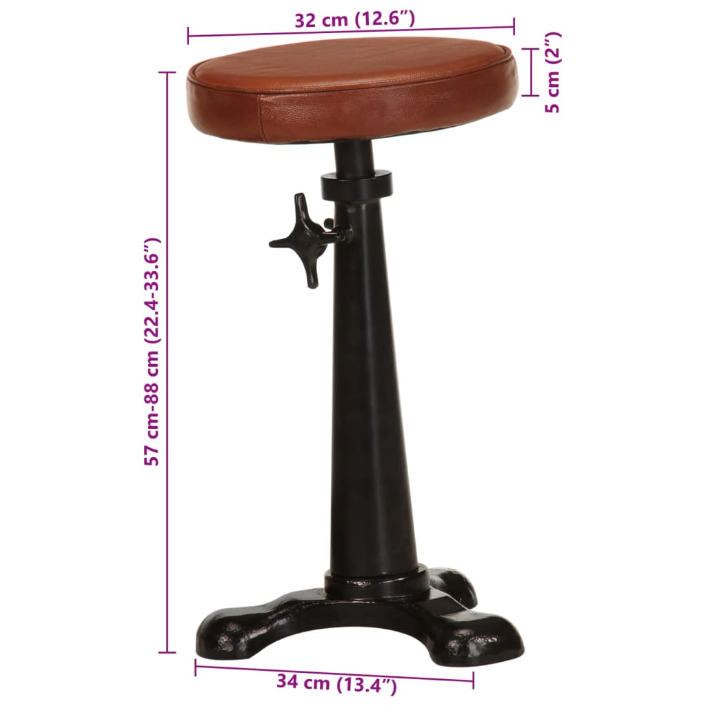 Sgabelli da Bar 2 pz Marroni in Vera Pelle e Ghisa cod mxl 77672
