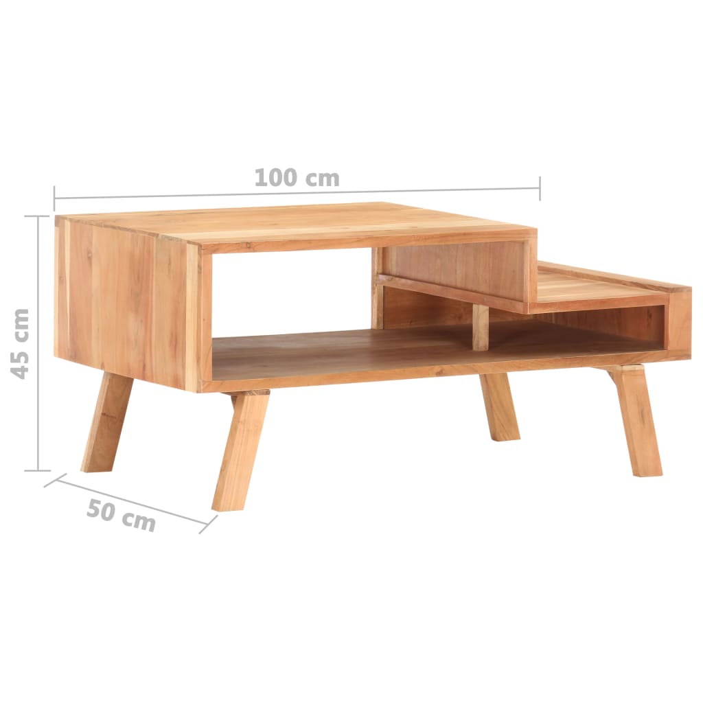 Tavolino da CaffÃ¨ 100x50x45 cm in Legno Massello di Acacia