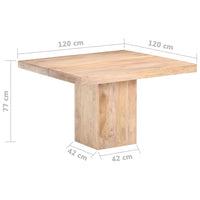 vidaXL Tavolo da Pranzo 120x120x77 cm in Legno Massello di Mango