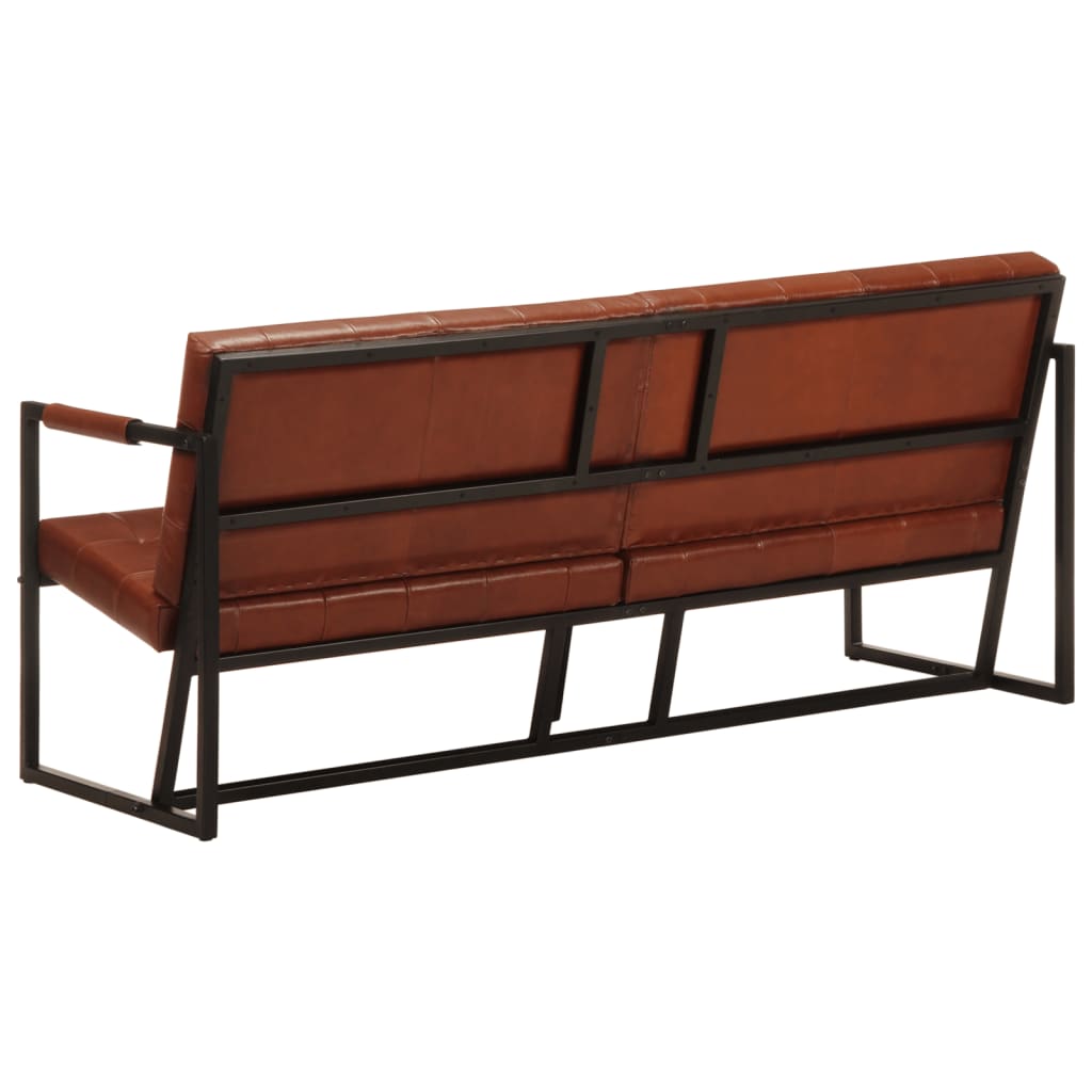 Divano a 3 Posti Marrone in Vera Pelle di Capra cod mxl 65197