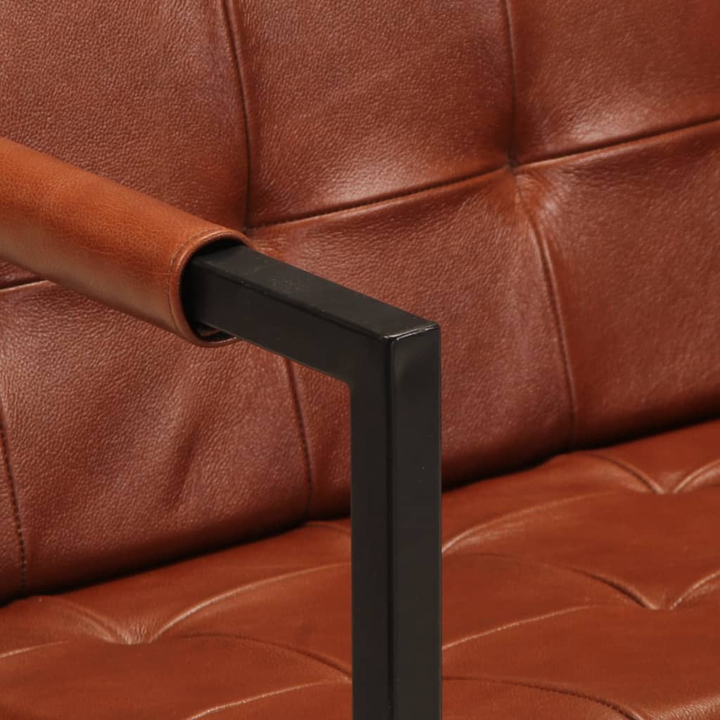 Divano a 3 Posti Marrone in Vera Pelle di Capra cod mxl 65197