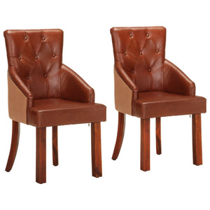 Sedie da Pranzo 2 pz Marroni in Vera Pelle di Capra cod mxl 8707