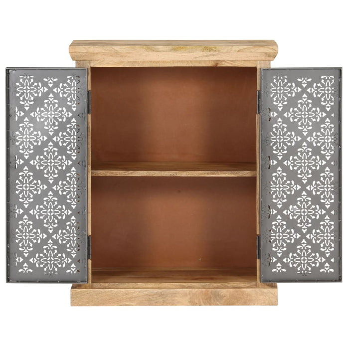 Credenza con Ante in Acciaio 60x35x75 cm in Massello di Mango 289094