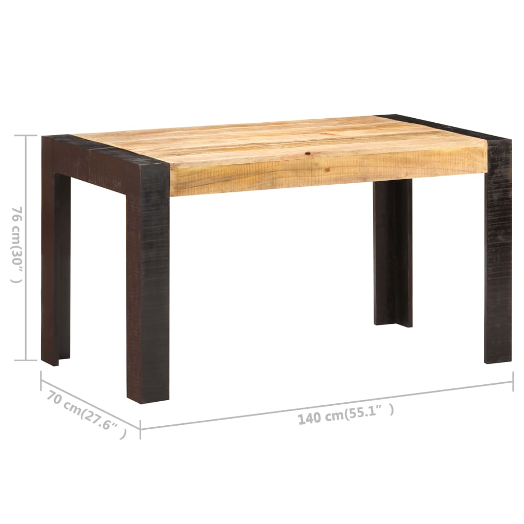 Tavolo da Pranzo 140x70x76 cm in Legno Massello di Mango Grezzo 289654