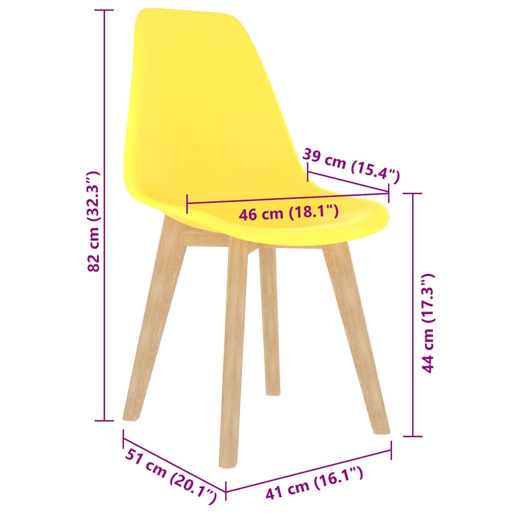 Sedie da Pranzo 4 pz Gialle in Plastica 289117