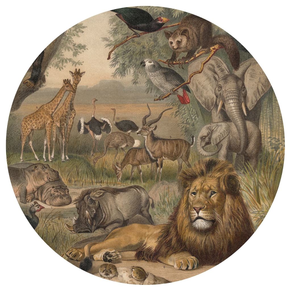 WallArt Carta da Parati Circolare Animals of Africa 190 cm cod mxl 61015