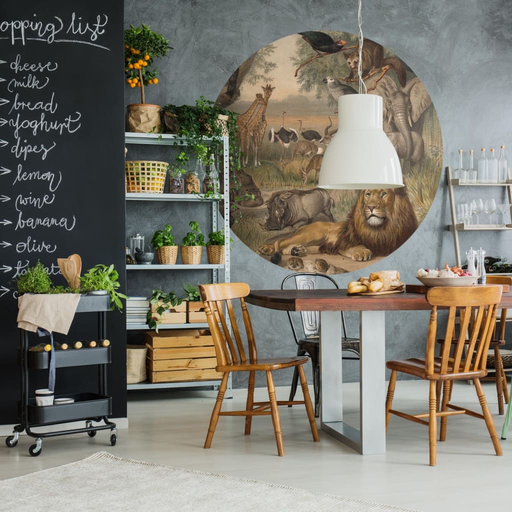 WallArt Carta da Parati Circolare Animals of Africa 142,5 cm 440366