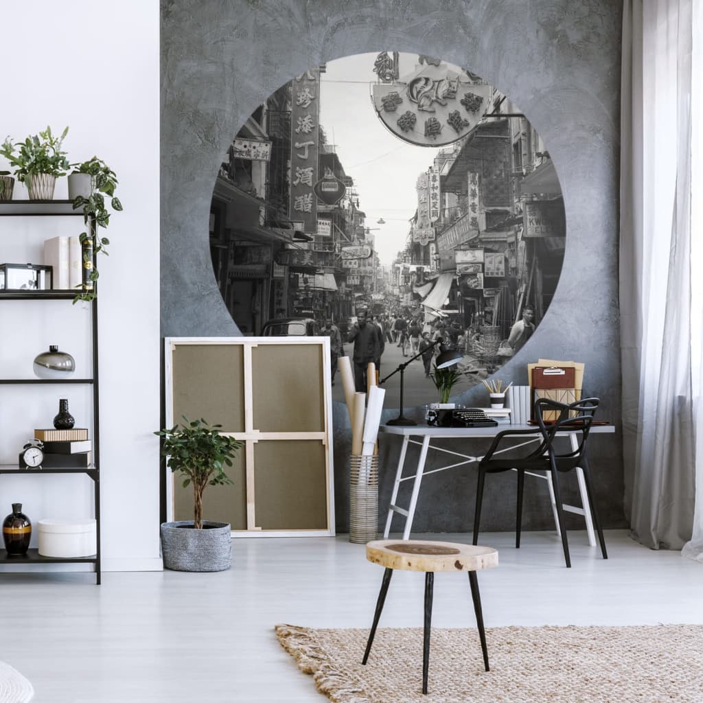 WallArt Carta da Parati Circolare Hong Kong the Old Days 190 cm 440371