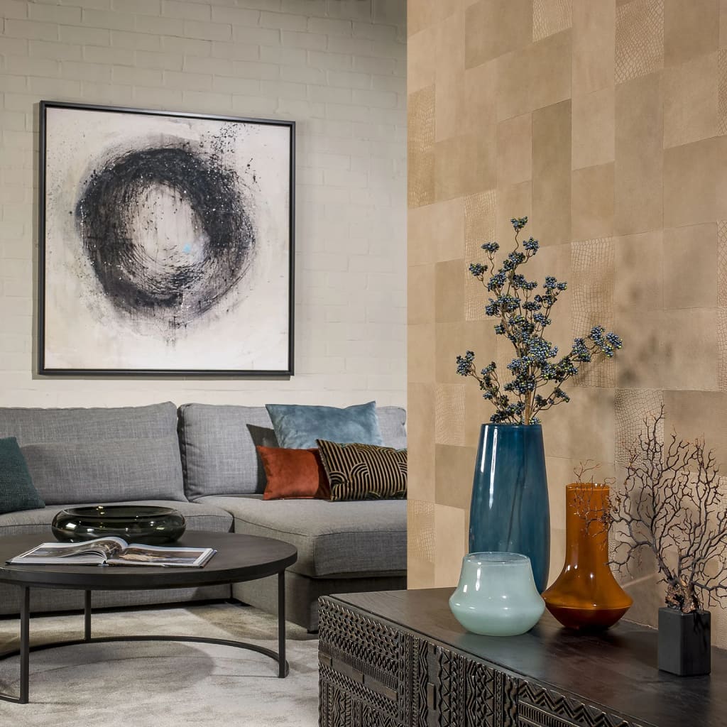 WallArt Piastrelle in Pelle Borret Beige Sabbia 32 pz 440928