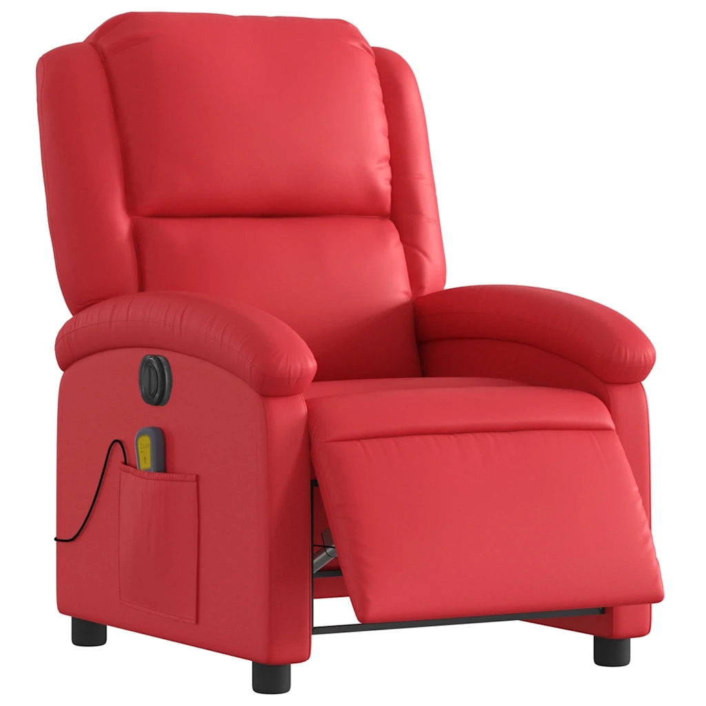 Divano Sedia-Poltrona Massaggio Elettrica Reclinabile Rosso Similpelle 766616