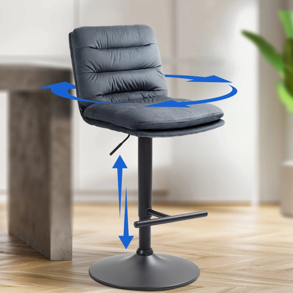 2er Set Barhocker Damar Samt schwarz