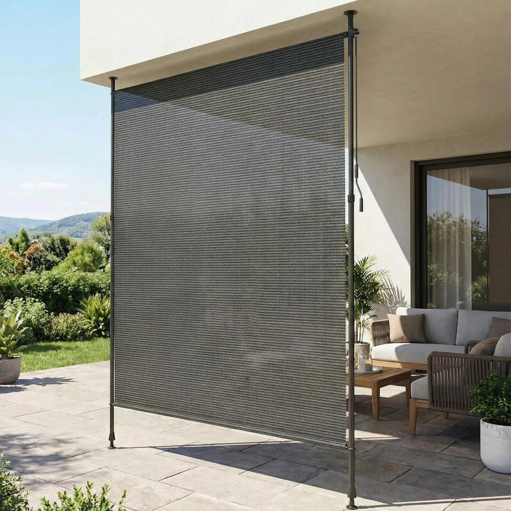 Tenda Verticale HDPE 200×310 cm Marrone, Tenda a Pinza Estensibile, Senza Forare, Privacy, Protezione Solare UV, Antivento, Resistente Alle Intemperie - per Balcone, Giardino, Terrazza