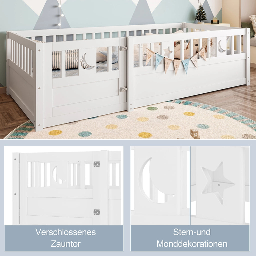 Letto per bambini 90x190 cm in pino bianco con sponde