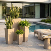 Set di 4 vasi da Giardino in Fibra di argilla cm 43x43x89 - DERRICK