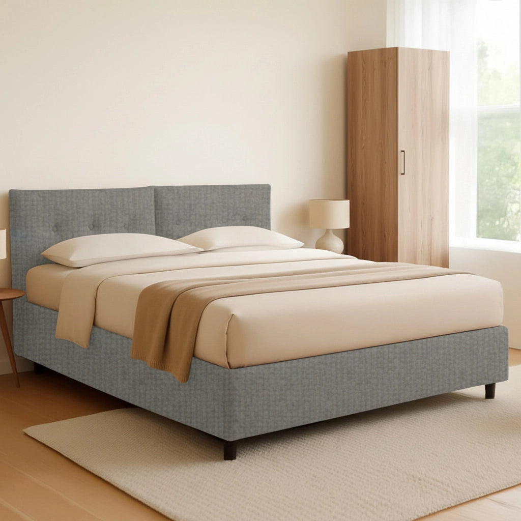 Leeds, Letto Piazza e Mezza Sfoderabile Made in Italy, Grigio Cenere