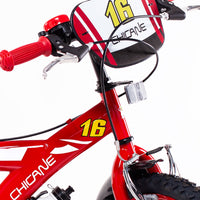 SCH CHICANE 16", bicicletta per bambini, adatta a bambini tra i 5 e i 7 anni, per altezza tra 105 e 135 cm, con campanel