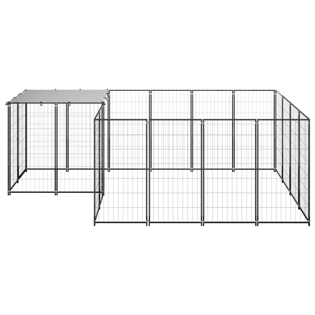 Recinto per animali da esterno per cani 6,05 m² acciaio nero 02_0000547