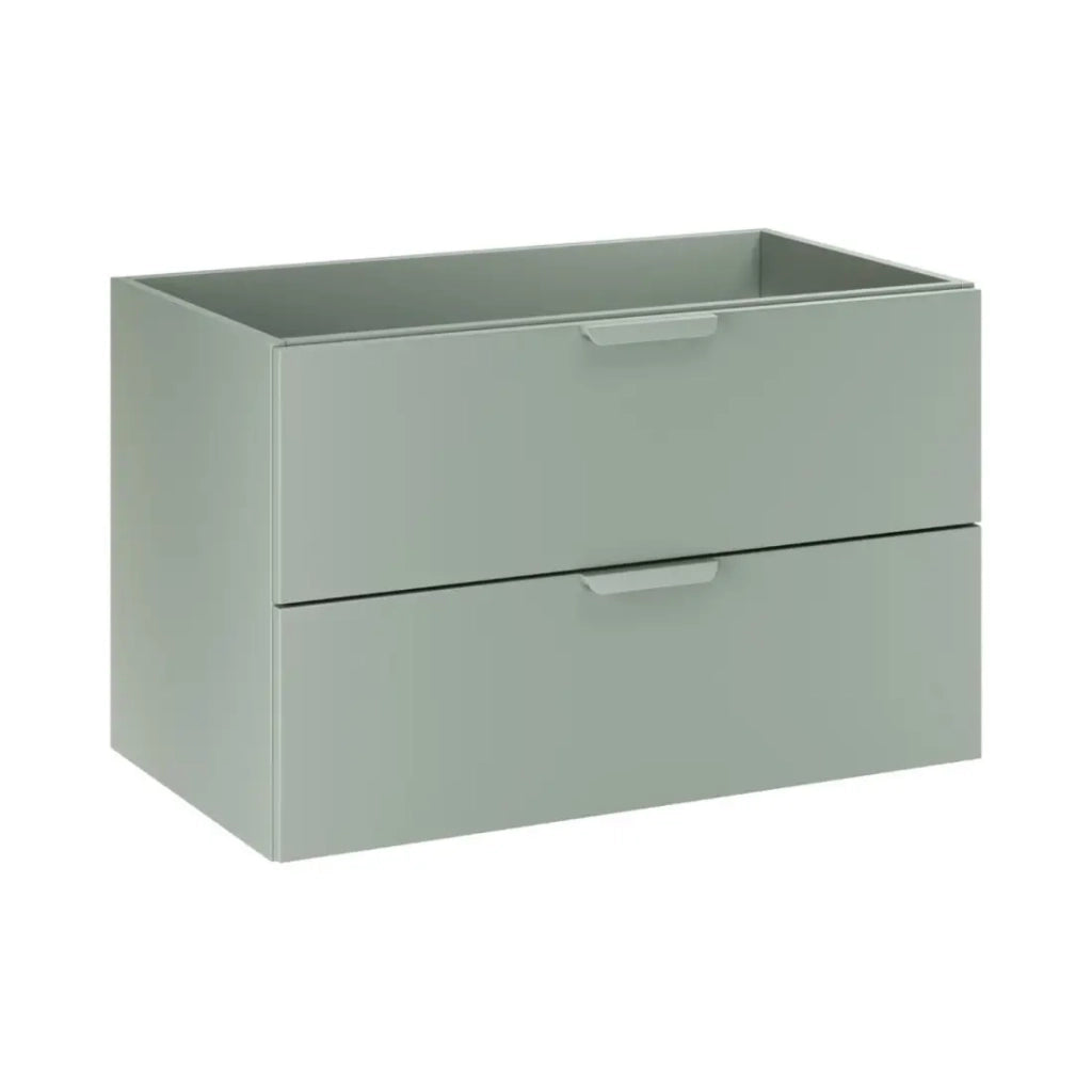 Set bagno sospeso OSTER 80cm: mobile sottolavabo con cassetti verde salvia + lavabo incassato bianco